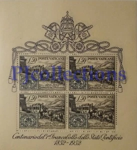 5275- VATIACANO - VATICAN CITY 1952 PRIMI FRANCOBOLLI FULL SHEET 4 STAMPS MNH - Imagen 1 de 2