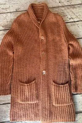 Cárdigan largo tejido mezcla seda mohair P mediano LOFT plumero suéter con botones Foto 1 de 4