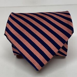 Brooks Brothers Men Tie 100% Silk Pink Regimental Striped made in New York A40