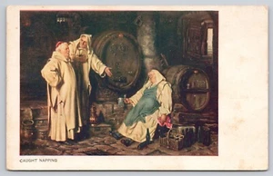 Gefangene Nickerchen Mönche trinken Fässer unbespielt UDB Postkarte (034039) - Bild 1 von 2