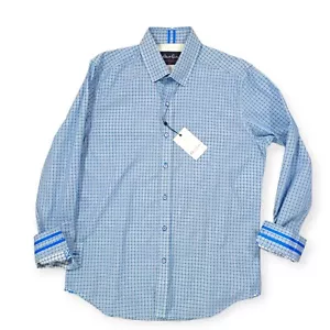 NUEVO CON ETIQUETAS Camisa Robert Graham Para Hombre L Moderna Americana Ajuste A Medida Azul Sansom NUEVA - Imagen 1 de 10