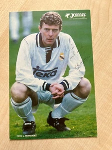 EMILIO BUTRAGUENO-Real Madrid 1990s-69 Caps SPAIN-WC86/90-Celaya-Postcard-AK - Picture 1 of 2
