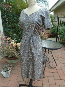 Vintage JEAN OF CALIFORNIA  1950's  Wiggle Dress size 34-37 Gray White Black - Picture 1 of 12