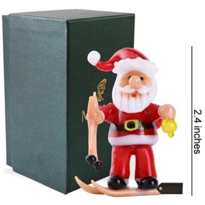 Estatuilla de vidrio decorativo de Santa y esquís de Navidad de invierno de Murano, regalo de Navidad - Imagen 1 de 5