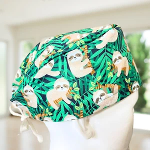 PREMIUM Happy Sloth Life~ Modern Surgical Cap| Healthcare| Nurse Cap| MD - Picture 1 of 5