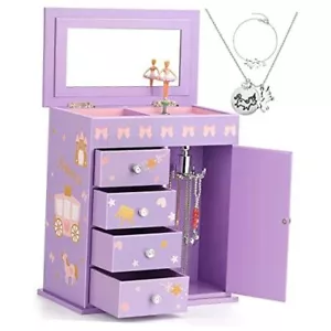 Upgrade Schmuckkästchen für Mädchen 5-lagig mit Schwingtür Spinnballerina lila - Bild 1 von 8