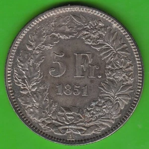 Suiza 5 francos 1851 en vz-st hermosa pátina muy bien conservado nswleipzig - Imagen 1 de 2