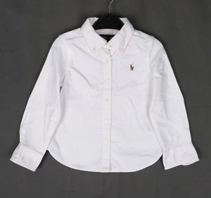 RALPH LAUREN Shirt Girls 3 years White Flesh Pony Long Sleeve Smart Party Blouse - Picture 1 of 6