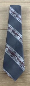 Cravatta uomo WEMBLEY grigia a righe fantasia paisley vintage - Foto 1 di 2