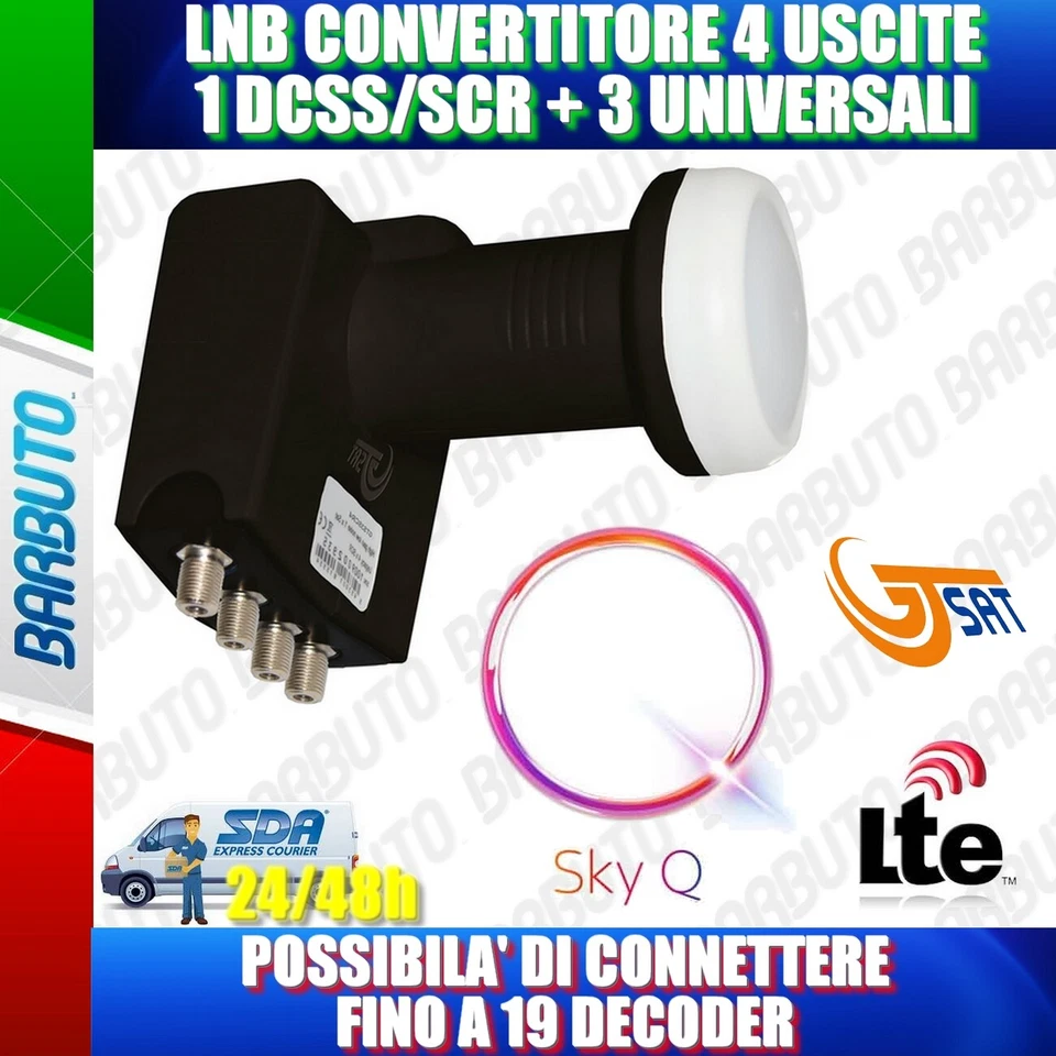 ILLUMINATORE LNB PER PARABOLA SKY Q GT-S3DCSS24 + 3 USCITE 0.1 dB 4K HD & 3D - Immagine 1 di 1