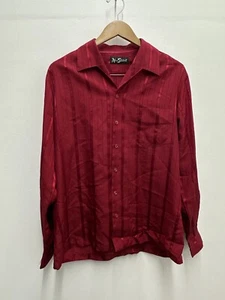 Alan Stuart Shirt Mens Button Short Sleeve Red Striped Size Large 16 16.5 VTG - Picture 1 of 9