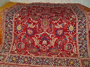 ANTIQUE unique Tablecloth--Rug Multi-Color size 83 '' x 65 '' - Bild 1 von 9