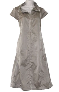 Marina Rinaldi Sport Taupe Cotton Stretch Short Sleeve Zip Casual Dress Size:M - Picture 1 of 4