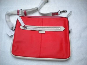 Coach Leather Crossbody 9.7 Tablet Bag IPad Daisy Spector SV/Vermillion $198 - Picture 1 of 7
