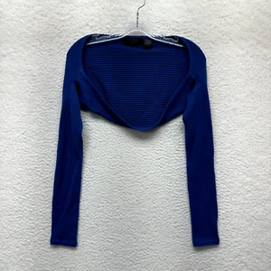 90s Y2K Vintage Bolero Shrug Crop Cardigan Top Large Blue Knit Boho Fairy Grunge - Picture 1 of 7
