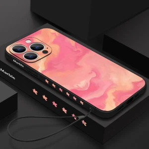 For iPhone 17 16 15 14 Pro Max 13 12 Marble Lanyard Camera Lens Protection Cover - Picture 1 of 23