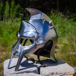 Elmetto Gladiatore Romano Acciaio Replica Medievale Costume Rievocazione Regalo Halloween - Foto 1 di 5
