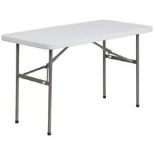 Carnegy Avenue Folding Table 48.25" Plastic Granite Tabletop Metal Frame White