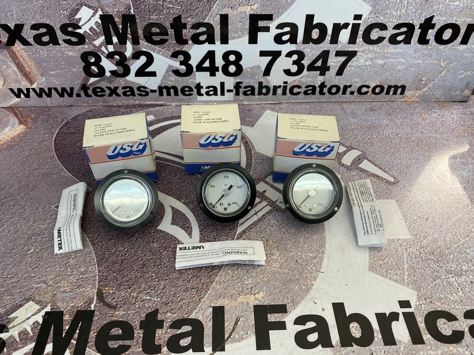 USG P845FFK Pressure Gauge 0-400PSI Conn. 1/8” NPT CBMW/CHK Size 2” Qty 3  - Image 1 of 4