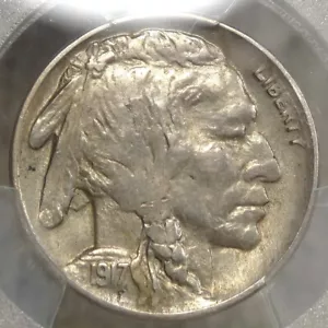 1917-D Buffalo Nickel, Almost Uncirculated, PCGS/CAC AU-53, RARE CAC - Picture 1 of 6