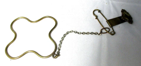 Knave Winder on Chatelaine,  ANTIQUE Safety PIN c1800 & Brass BROOCH Cover
