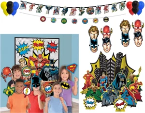 Justice League Birthday Party Wall Decoration Banner Masks Back Drop Table Kit - Picture 1 of 8