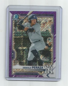 OSWALD PERAZA (Yankees) 2021 BOWMAN CHROME PROSPECTS PURPLE MOJO REF #101/250 - Picture 1 of 1