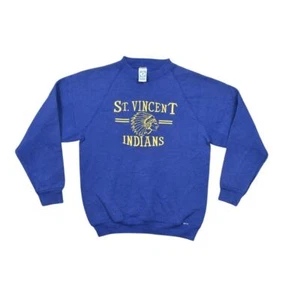 Vintage USA Made Discus Athletics Kids L Blue Cotton Sweatshirt Vincent Indian - Picture 1 of 7