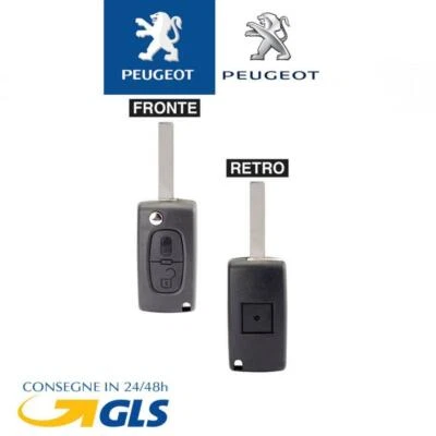 guscio chiave peugeot 407 408 307 308 107 207 telecomando due tasti con logo - Immagine 1 di 4