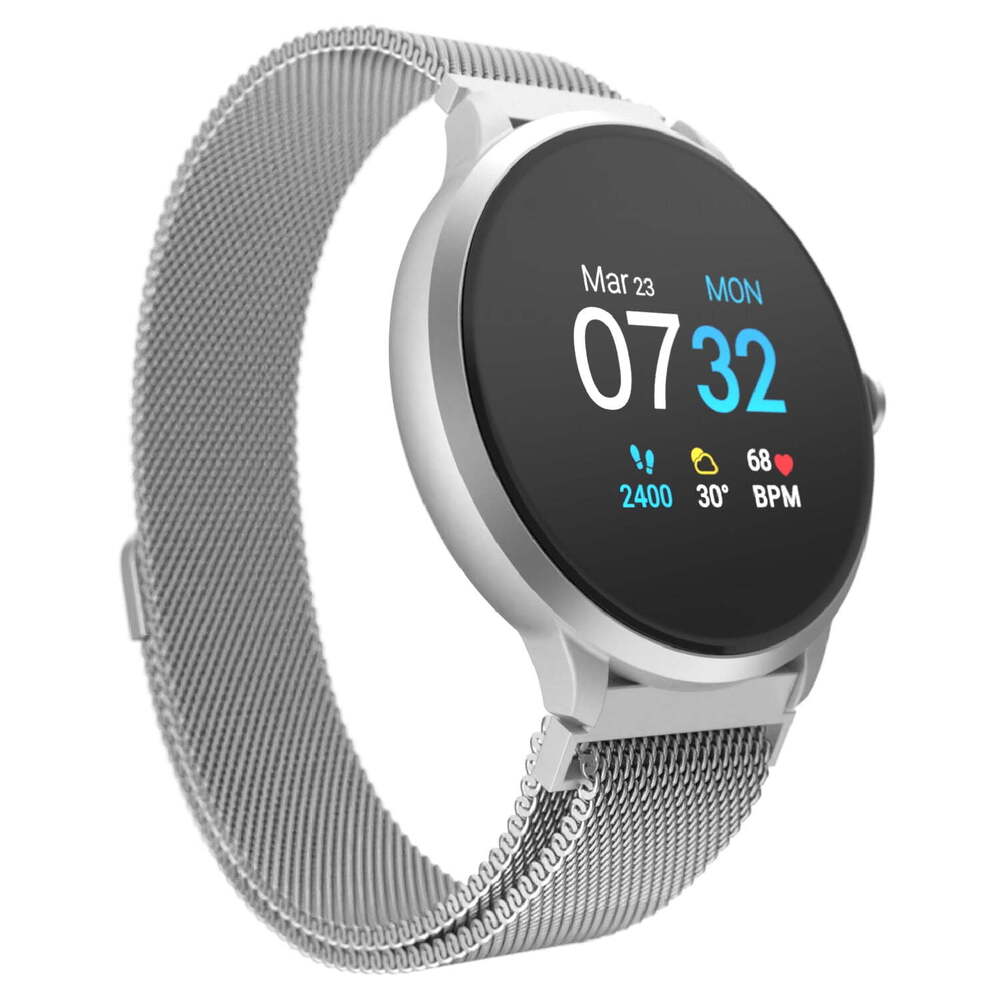 Smart Watch & Fitness Tracker, for Women and Men, (43mm), Silver Mesh Band