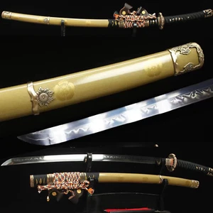 Auténtica espada samurai japonesa crisantemo Tachi arcilla templado T10 acero - Imagen 1 de 10