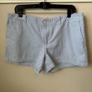 Ralph Lauren Blue White Striped Seersucker Shorts Nautical Coastal Resortwear 12 - Picture 1 of 8