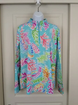 Camisa Ibkul Para Mujer XL Panel de Malla Top UPF 1/4 Cremallera Colorida Playa Manga Larga  Foto 1 de 4