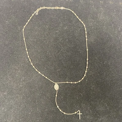 Sterling Silver Rosary Necklace With 3 Inch Lariat 16inch Chain With 3”Connector - Image 1 of 4