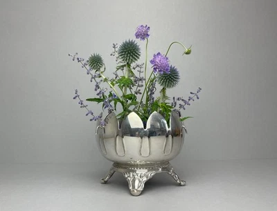 Florero/florero/brote años 50 Lotus Flower Viners placa de plata Foto 1 de 4