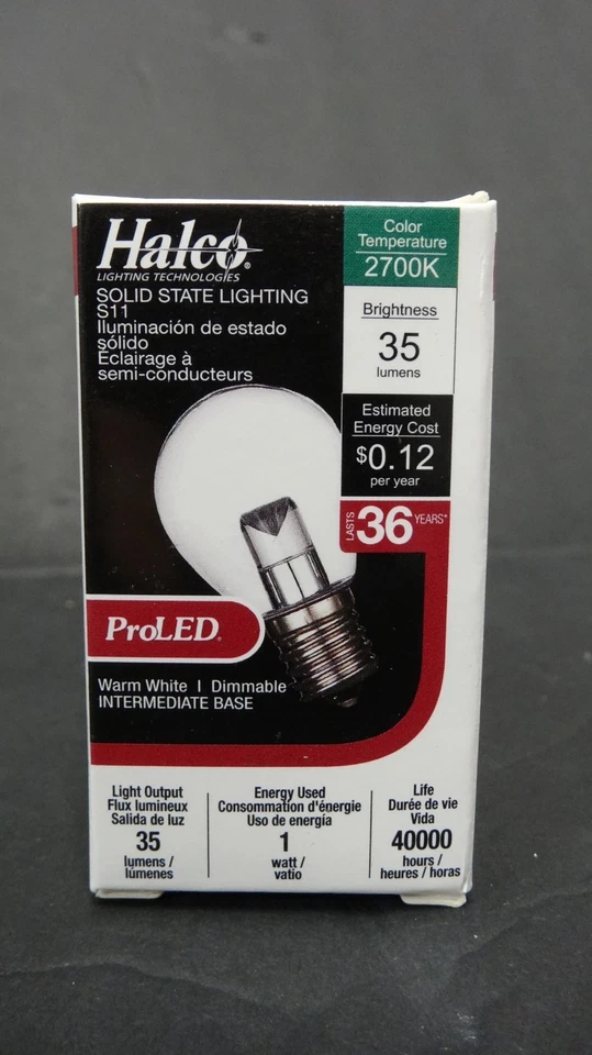 1 3 HALCO ProLed S11 Dimmable 80525 Warm White 2700K BASE E17 NIB! F/S - Image 1 of 4