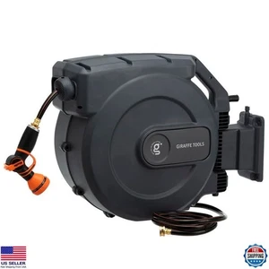 Heavy Duty Retractable Garden Hose Reel 5/8" x 115ft Wall Mounted Automatic - Picture 1 of 6