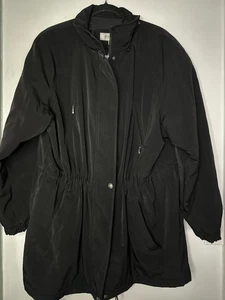 Women's XXL Black  Jacket Adjustable Waist fall winter coat preppy academia - Picture 1 of 8