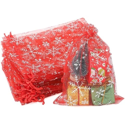 Organzasäckchen Weihnachten Rot 13x18 cm 50 Stück Geschenk Deko - Bild 1 von 2
