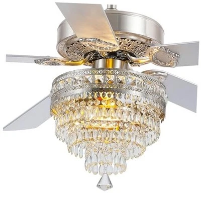  Crystal Ceiling Fan Fandelier with Lights and Remote Control，52" Modern Chrome - Image 1 of 4