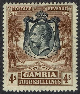 GAMBIA 1922 KGV ELEFANTEN 4/- - Bild 1 von 2