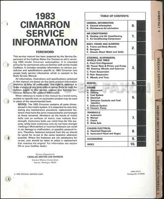 1983 Cadillac Cimarron Negozio Manuale Originale Riparazione Servizio Libro OEM - Immagine 1 di 2