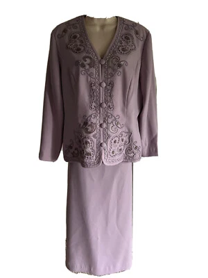 RM Richards 2 Piezas Falda Chaqueta Traje Conjunto Lavanda Embellecido Madre Novia 14P Foto 1 de 4