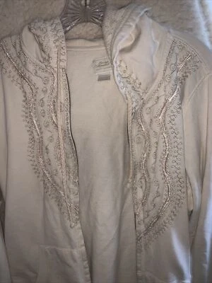 Sudadera con cremallera 100 algodón color crema Foto 1 de 4