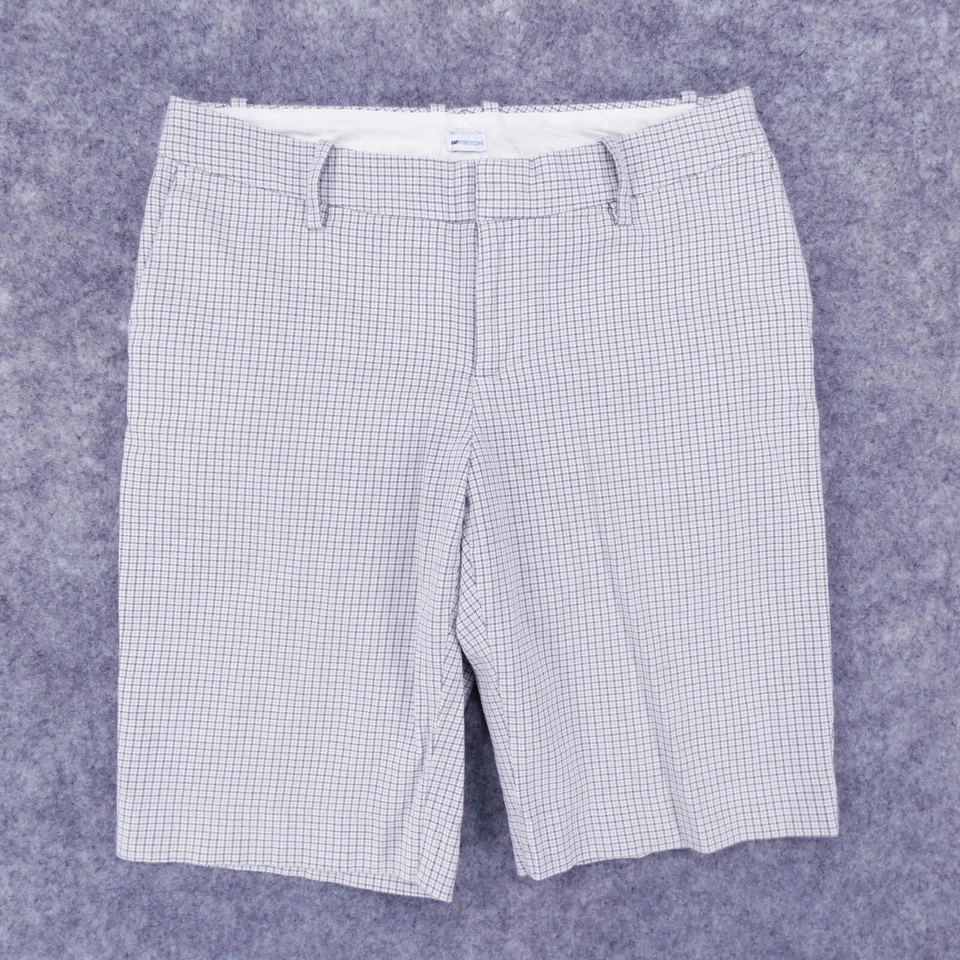 Pantalones Cortos Gap Mujer 2 Bermudas Elastizados Frente Plano Beige Gris Cuadros Damas Foto 1 de 4