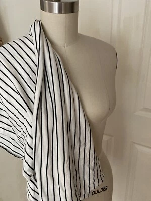 Striped Fabric Rayon Spandex Jersey Knit Black - Image 1 of 3