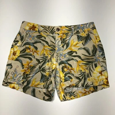Pantalones Cortos Old Navy Para Mujer Talla 4 Mezcla de Lino Amarillo Tostado Floral Botánico Todos los Días Foto 1 de 4