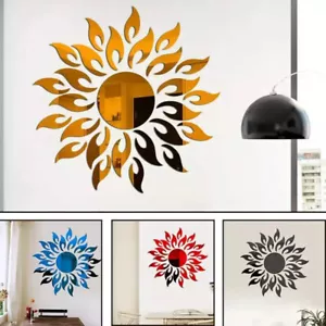 3D Mirror Sun Art Removable Wall Sticker Acrylic Mural Decal Home Room Decor DIY - Picture 1 of 14