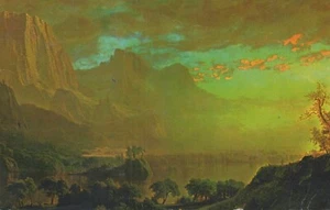 "Wind River, Wyoming" von Bierstadt in der Galerie in Cody, Wyoming - unbesendet RPPC - Bild 1 von 3