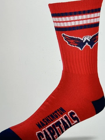 Washington Capitals NHL Men's 4 Stripe Deuce Crew Socks Size Large 10-13 / New Cover